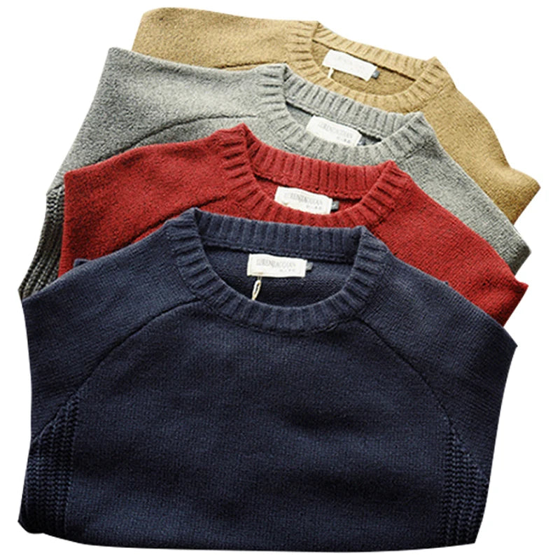 2025 New Men Pullover Sweater Autumn Fashion Casual Loose Thick O Neck Wool Knitted Oversize Harajuku Streetwear Knitwear M-5Xl