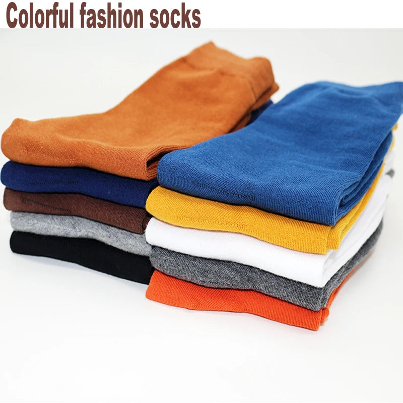5Pairs New High Quality Business Casual Men Socks Black Men's Dress Long Socks Autumn Keep Warm Colorful Full Happy Socks Male
