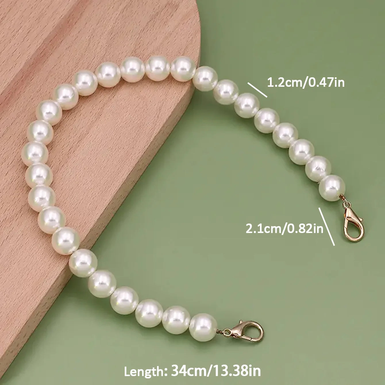 1 Pcs Pearl Purse Chain Strap Pearl Bag Chains Decorations White,12mm Imitation Pearl Bead Bag Chain Short Strap
