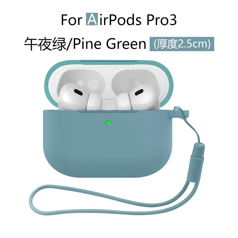 for AirPods Pro 3 Case Cover 2025 with Lanyard Soft Skin Silicone Protective Shockproof Case For AirPods Pro 3 Case Accessories