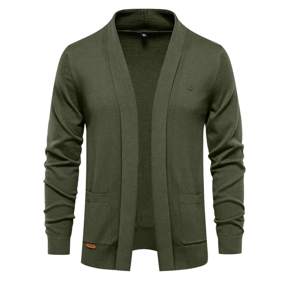 2023 New Winter Cotton Cardigan for Men Quality Mens Sweater Fashion Turn Down Collar Knitted Sweaters for Men
