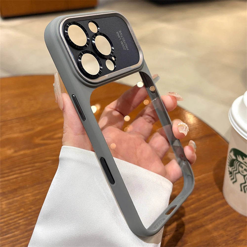 Luxury Magnetic Metal TPU Case For iPhone 17 16 15 14 Pro Max Plus Case Translucent Acrylic Hard Bumper Shockproof Protect Cover