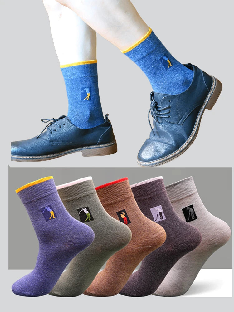 New High Quality Men's Socks Business Casual Long Socks The Golf Logo Spring Autumn Winter Warm Dress For Man Gifts Size 38-45