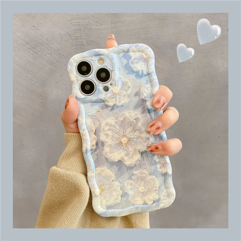 Luxury Laser Flowers Glitter iPhone Case For iPhone 11 12 13 15 16 17 Pro Max Air Plus Fashion Silicone Shockproof Bumper Cover