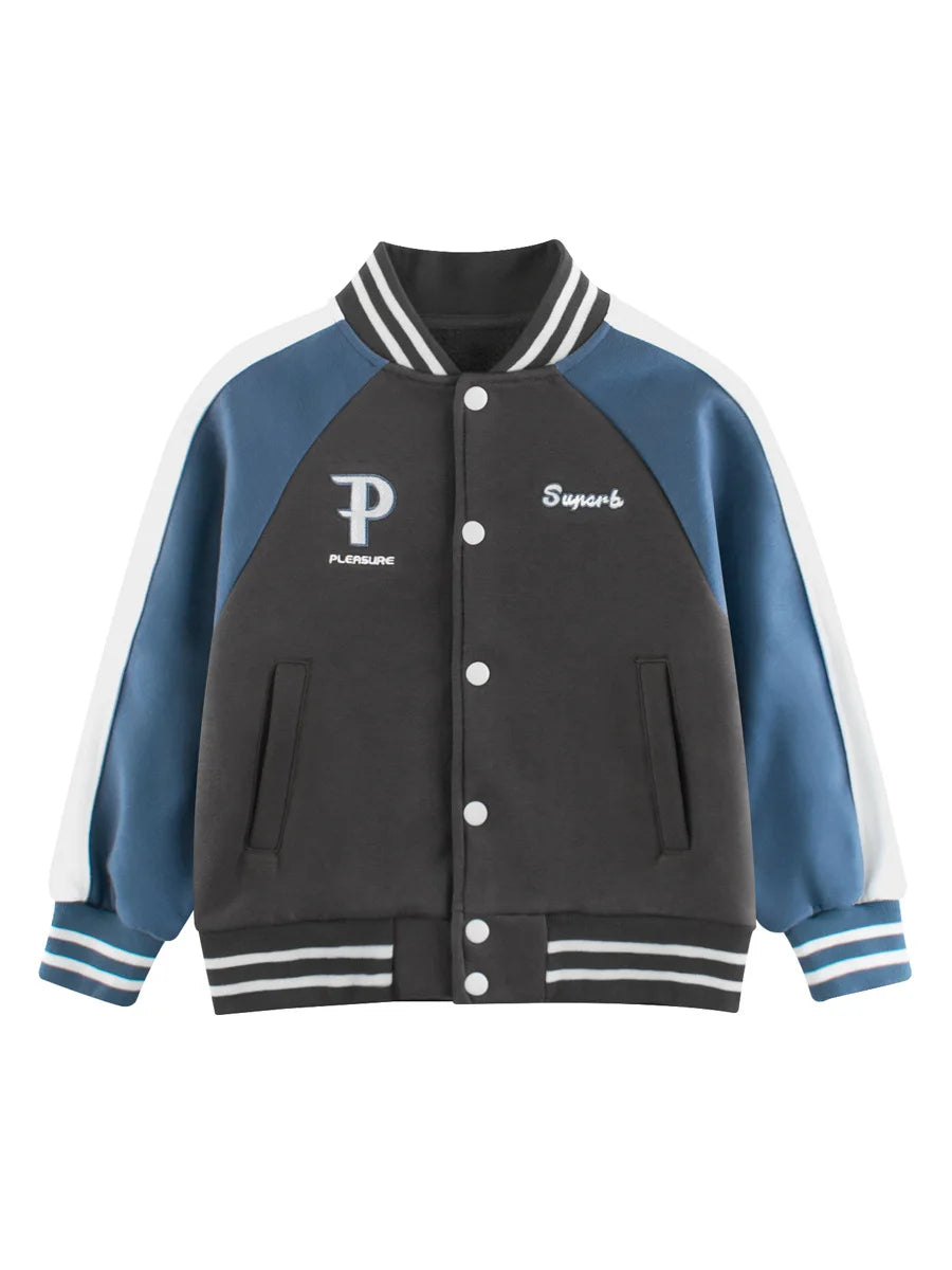 2024 Autumn Winter High Qualify Jacket for Boys Girls Fleece Cotton Zipper Casual Cartoon Baseball Capsule Coat Outerwear