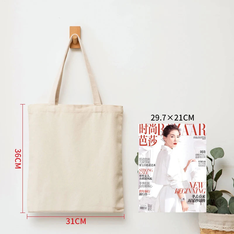 Wholesale Custom 50pcs/Lot Reusable Cotton Grocery Shopping Bags Printed logo High capacity Canvas Tote Bag