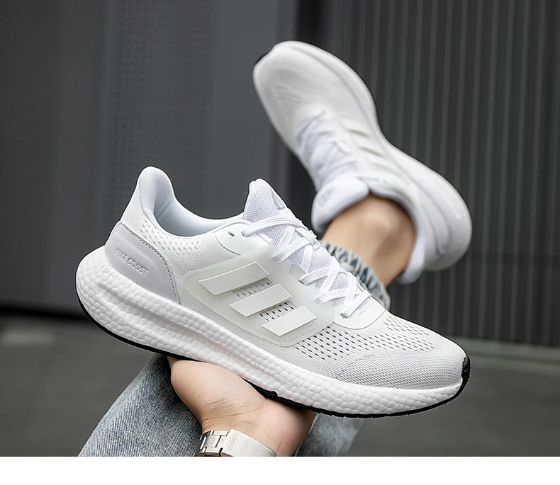 2025 New Summer Lightweight High Quality Three Bars Mesh Popcorn Sports Running Shoes Couple Style36-45 Breathable Comfortable