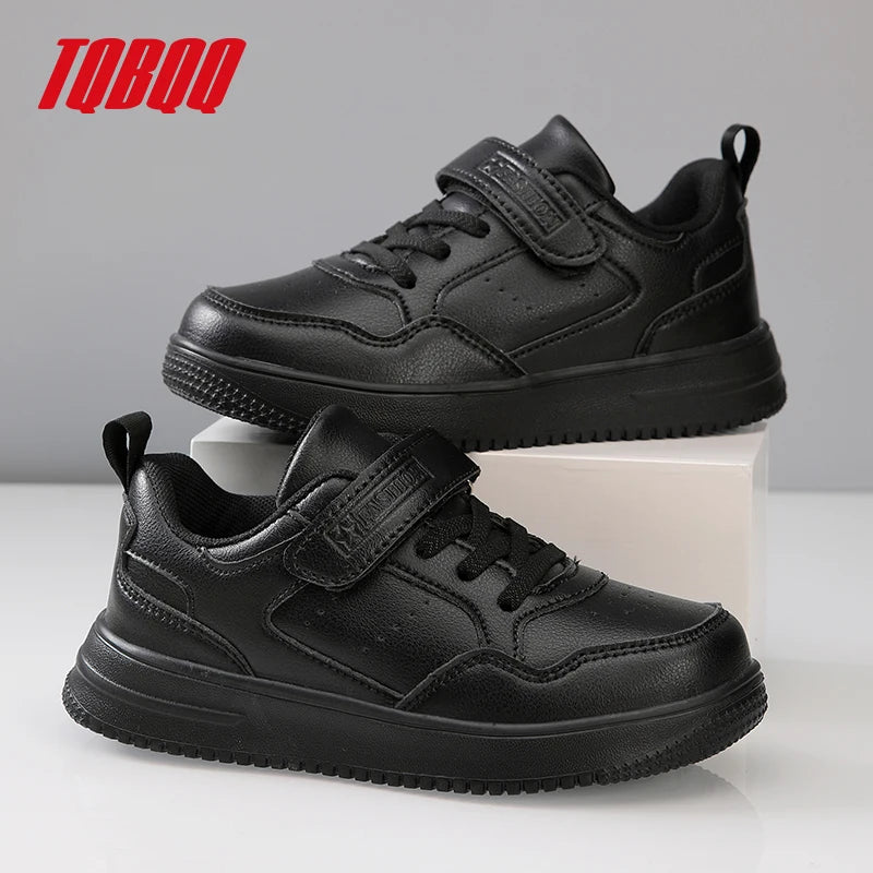 Kids' Classic Black Skate Shoes Boy Lightweight Breathable Casual Sneakers with Cushioned Insole Non-Slip Design for School