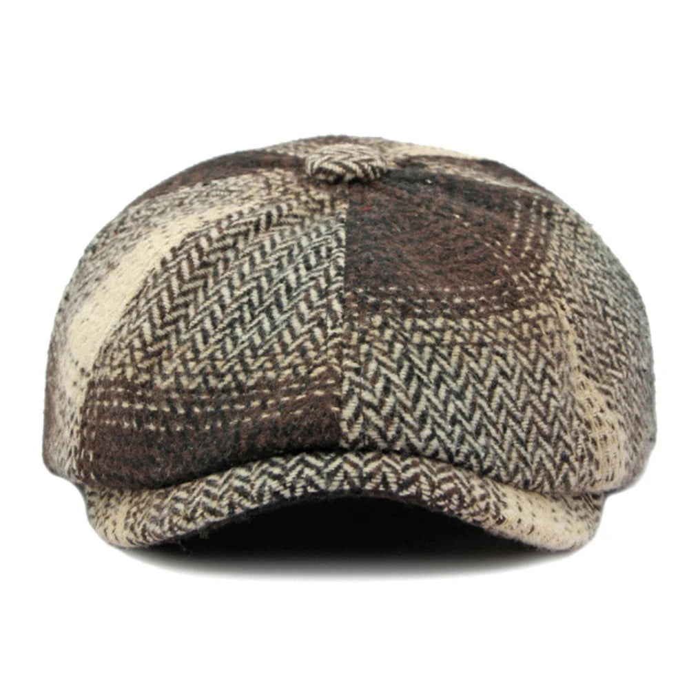 HT4184 Berets Autunm Winter Hats for Men Women Vintage Plaid Artist Painter Octagonal Beret Hat Male Female Beret Cap