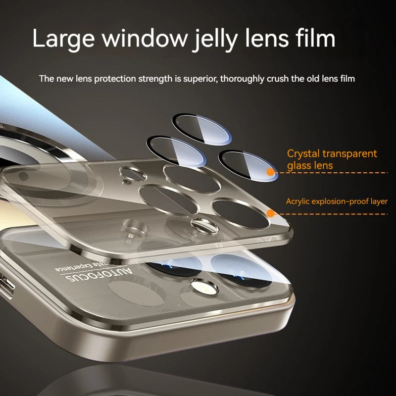 Fashionable Large Window Magnetic Phone Case,For iPhone 16 15 14 13 Pro Max, With Lens Protector,Magsafe Wireless Charging Case