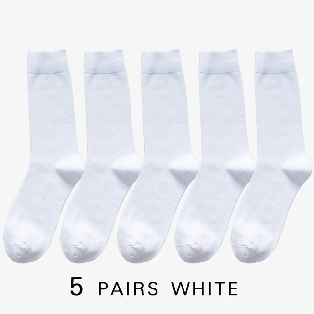5 Pairs High Quality Spring Autumn Men's Cotton Socks Size38-45 Long Socks For Men Dress Socks Male Gifts Business Casual Sox