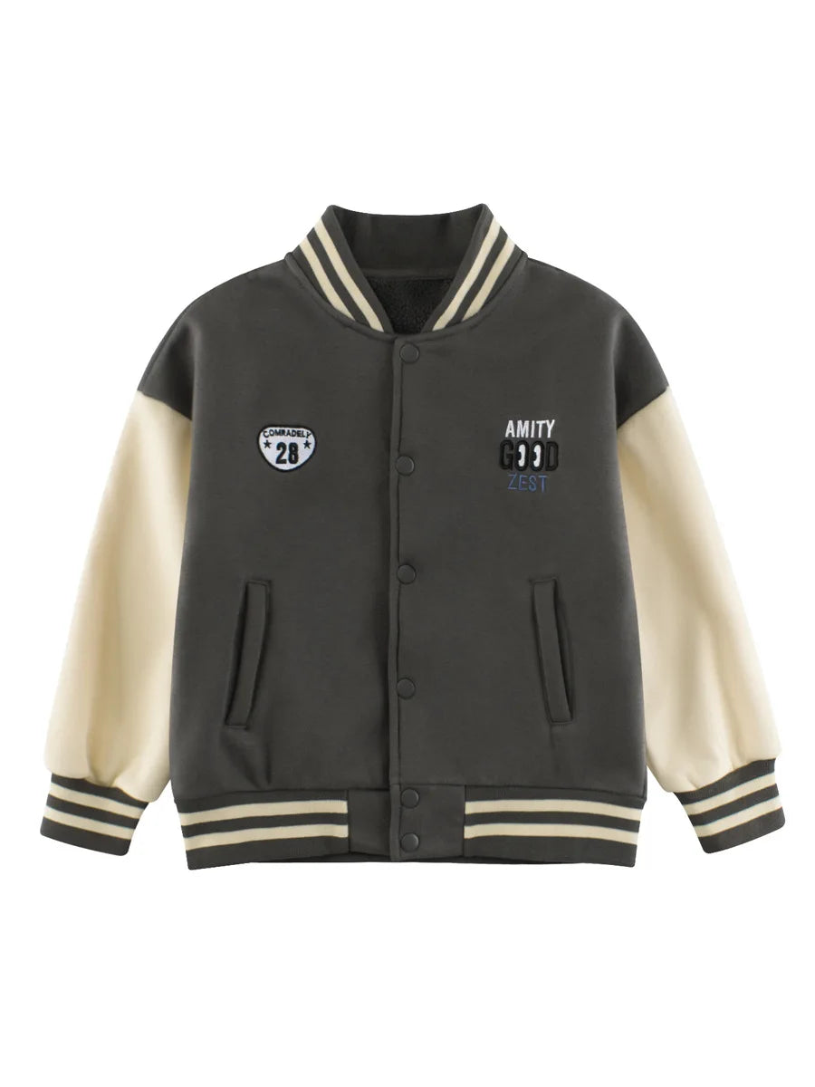2024 Autumn Winter High Qualify Jacket for Boys Girls Fleece Cotton Zipper Casual Cartoon Baseball Capsule Coat Outerwear
