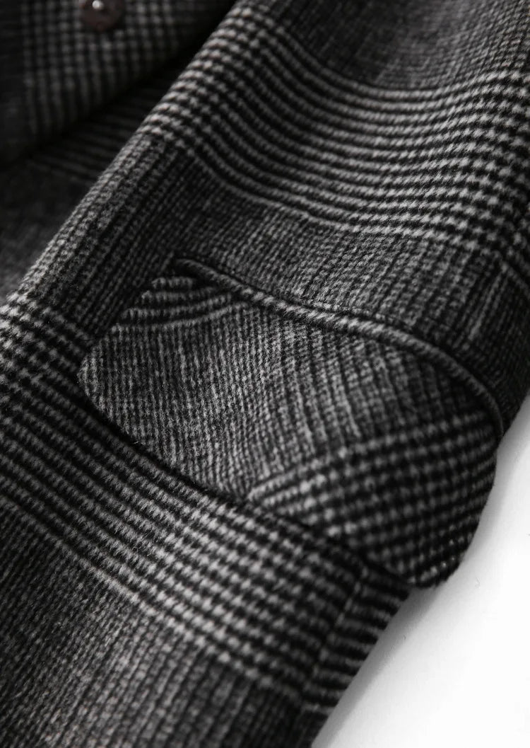 Handmade Sewn Double-sided Woolen Blazer Women Spring Autumn Plaid Wool Overcoat Office Lady Casual Suit Coat Thick Jacket