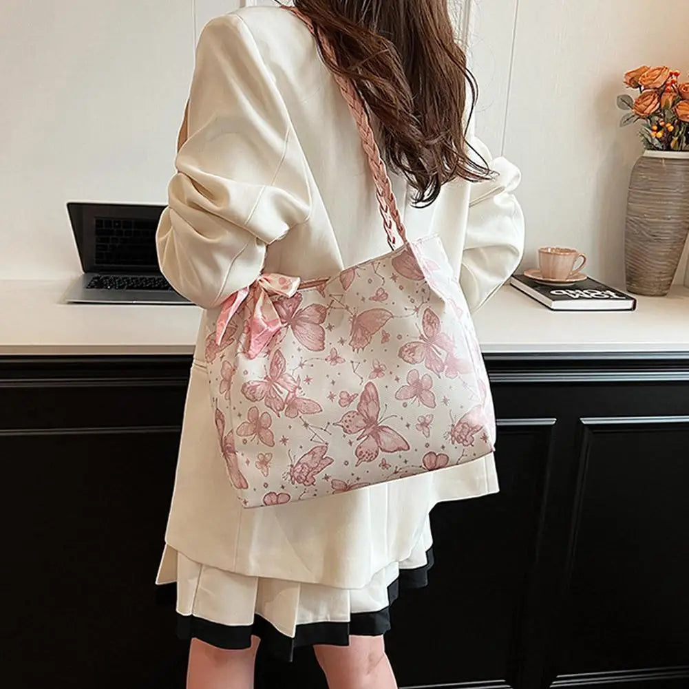Large Capacity Shoulder Bag Bow Design Simple Unique Gentle Casual Underarm Bags Work School Commuting Practical Carrying Bag