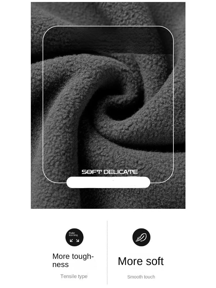 Winter Warm Fleece Jacket Men Climbing Double Thickened Pocket Jacket Outdoor High Collar Windproof Ski Sweatshirt Coat Man Snow