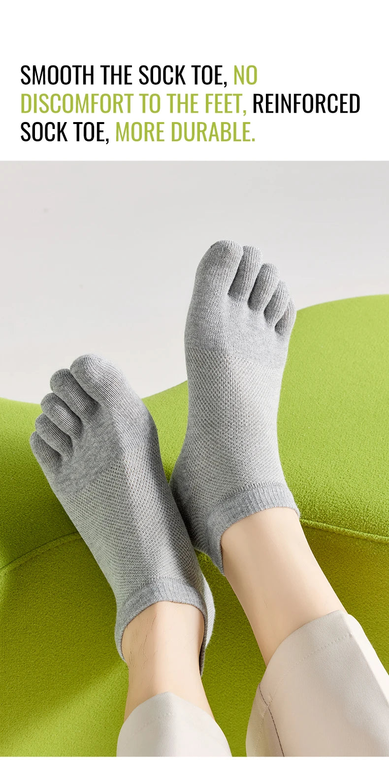 MiiOW Cotton Five Finger Short Sock Men Ankle Spilt Toe Sock Summer Thin Sock Breathable Mesh Sweat Absorbent Antibacterial Soc