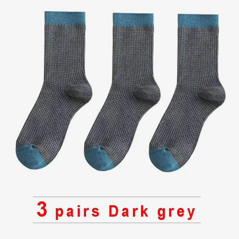 High-quality Harajuku Socks Men's mid-calf socks double-needle business and casual sock Long and warm autumn and winter socks