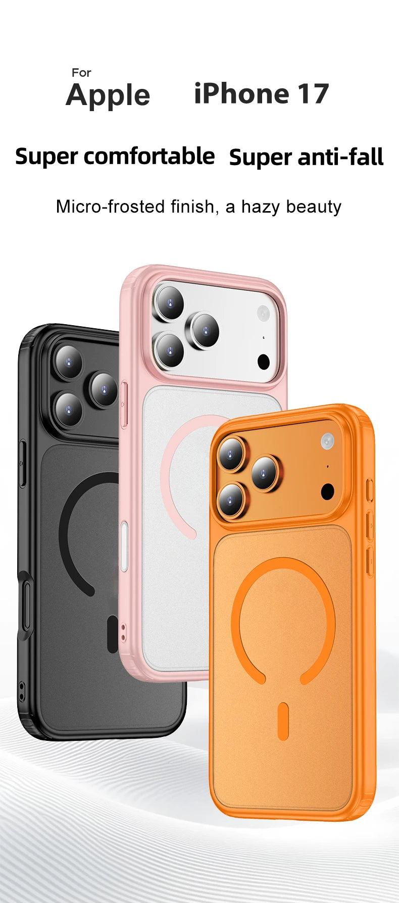 Wlons Magsafe Magnetic Wireless Charging Frosted Shockproof Case for iPhone 17 Pro Max 17 Air Skin Feel Rugged Armor Cover