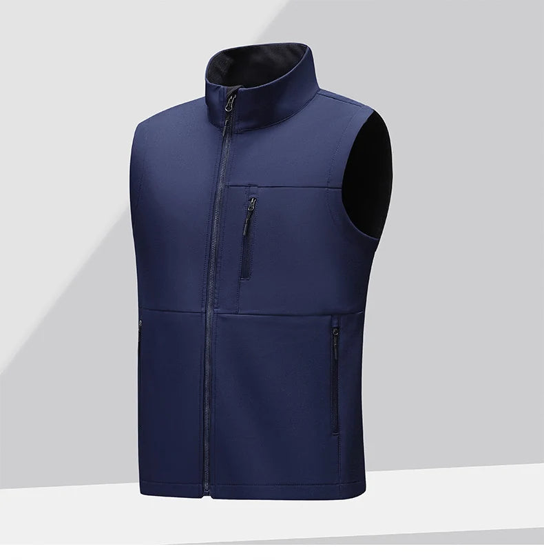 Soft shell thick vest men's autumn and winter work clothes plush jacket waterproof sleeveless windproof running sports vest