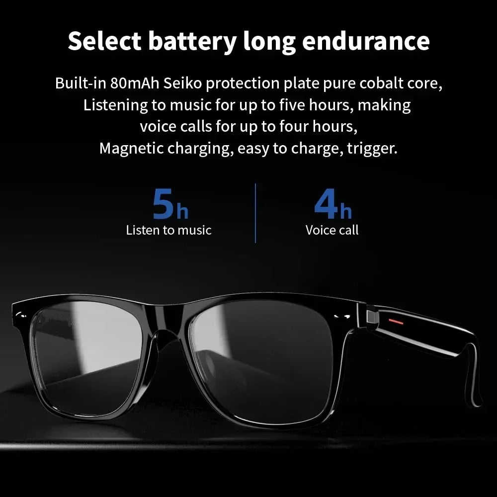VIKEFON E13 Smart Glasses Blue Light Filtering Polarized Sunglass Lenses Audio Built-in Mic & Speakers Touch & Voice Assistant