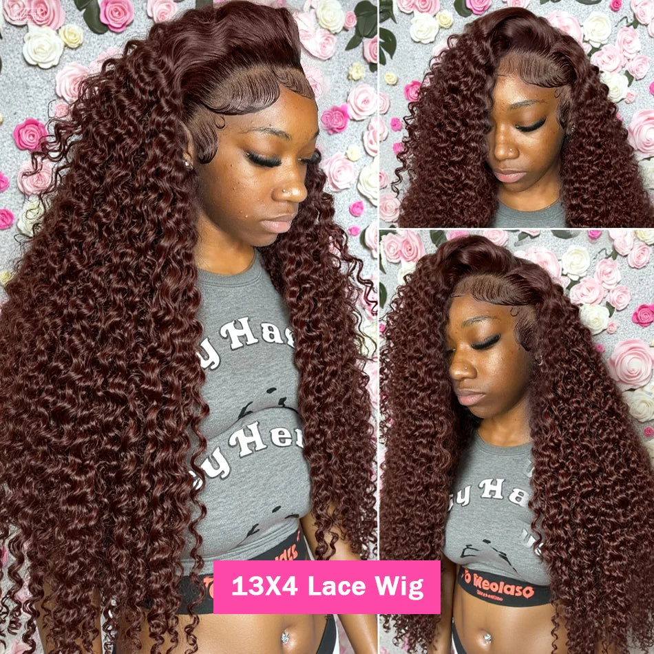 Rosabeauty Brazilian Chocolate Brown 13x6 Hd Transparent Lace Front Wigs Deep Wave Frontal Wig Curly Human Hair Wigs For Women