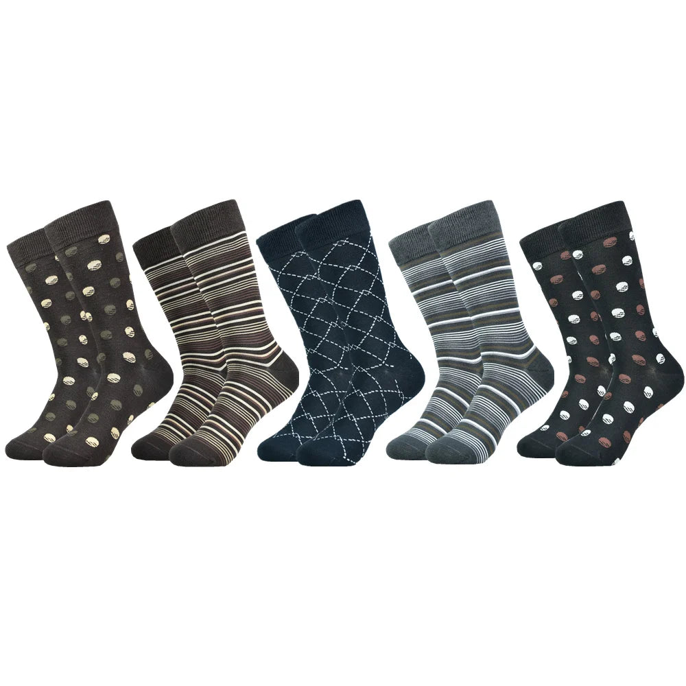 5 Pairs of Men's Mid-Calf Socks - Soft, Breathable, Moisture-Wicking Bamboo Fiber for All Season Wear