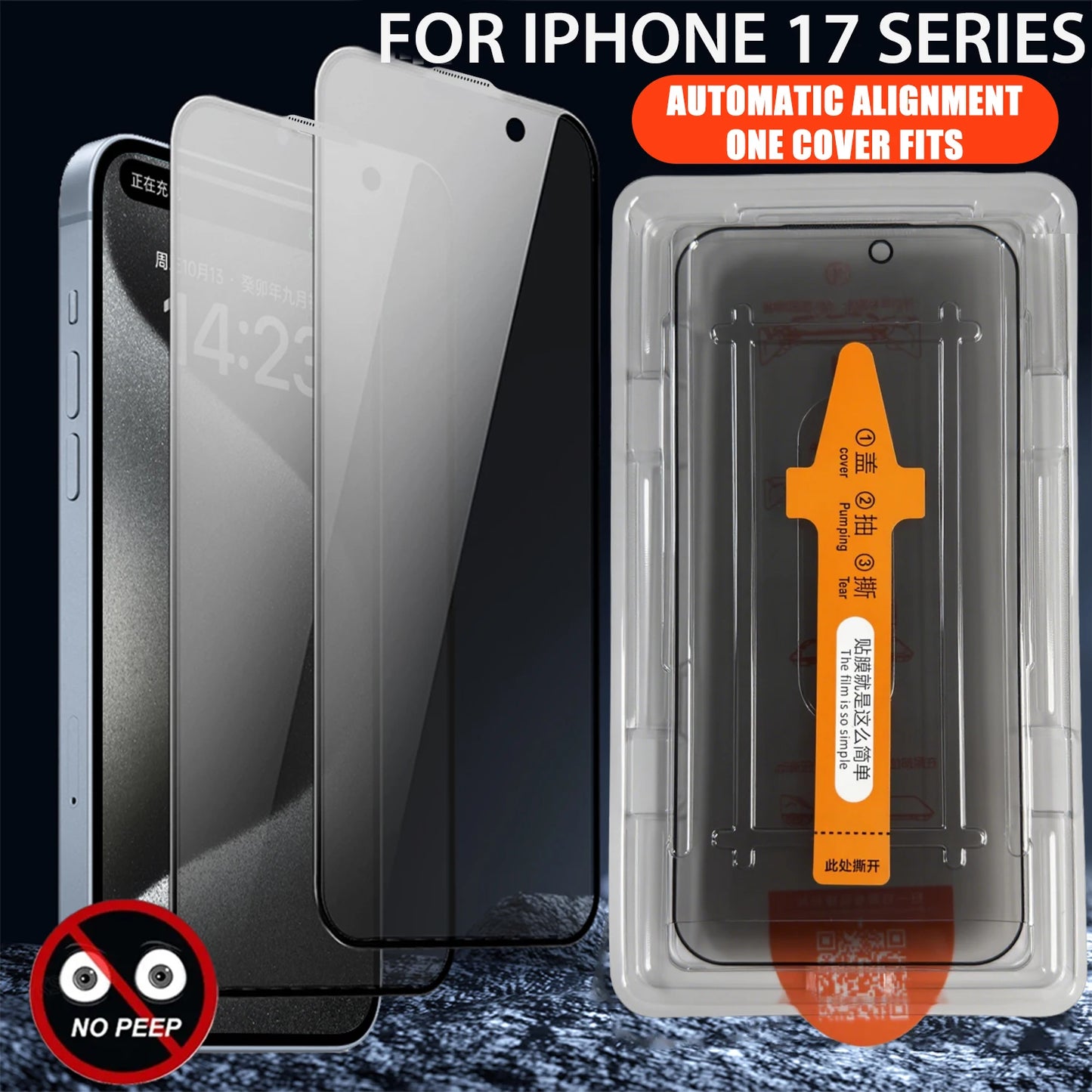 Anti Spy Tempered Glass Screen Protectors for IPhone 17/17 Air/17 Pro/17ProMax Private Film with Installation Frame for IPhone17
