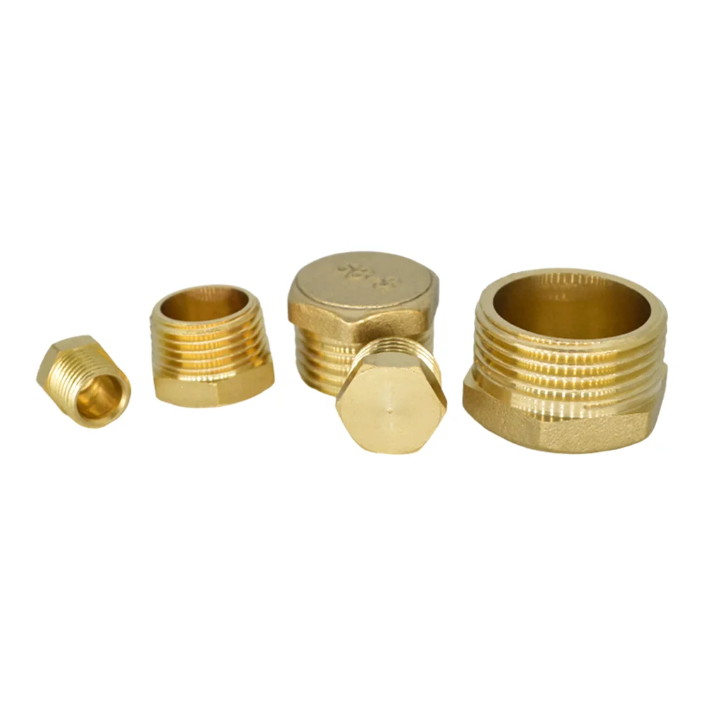 YQBS Brass Hex Plug 1/8" 1/4" 3/8" 1/2" 3/4" Male Female Thread Brass Pipe End Cap Plug Fitting Connector