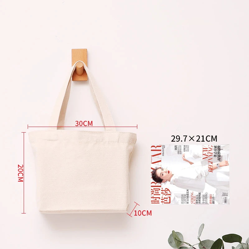 Wholesale Custom 50pcs/Lot Reusable Cotton Grocery Shopping Bags Printed logo High capacity Canvas Tote Bag