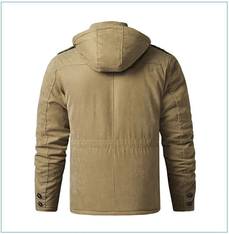 LZLLTT Men Winter Warm Parkas Mens Fleece Jacket Parkas Men Casual Cotton Outdoor Fur Trench Padded Jackets Coats