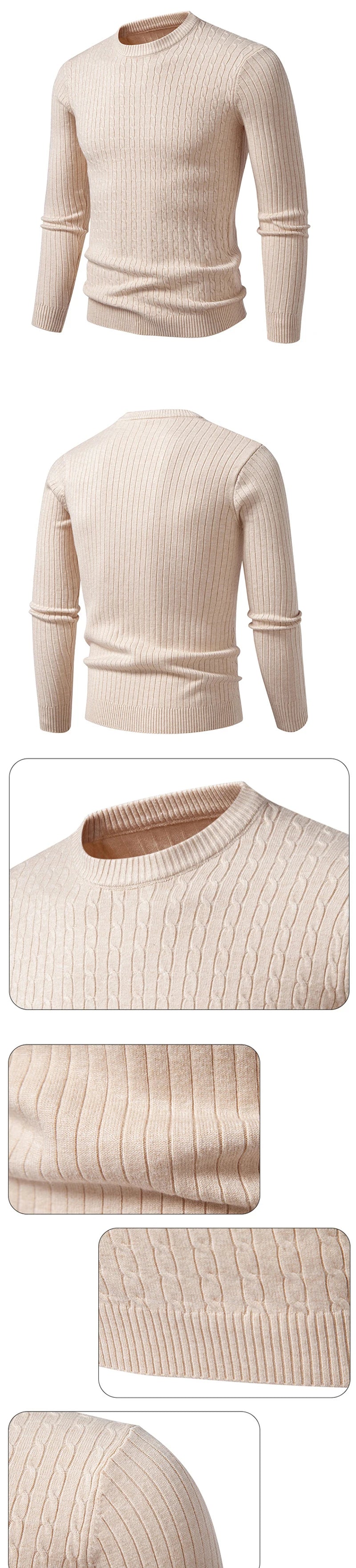 Men's Crewneck Sweater Knitted Pullover Casual Soft Lightweight Long Sleeve Dress Sweater Autumn Breathable Slim Fit Sweaters