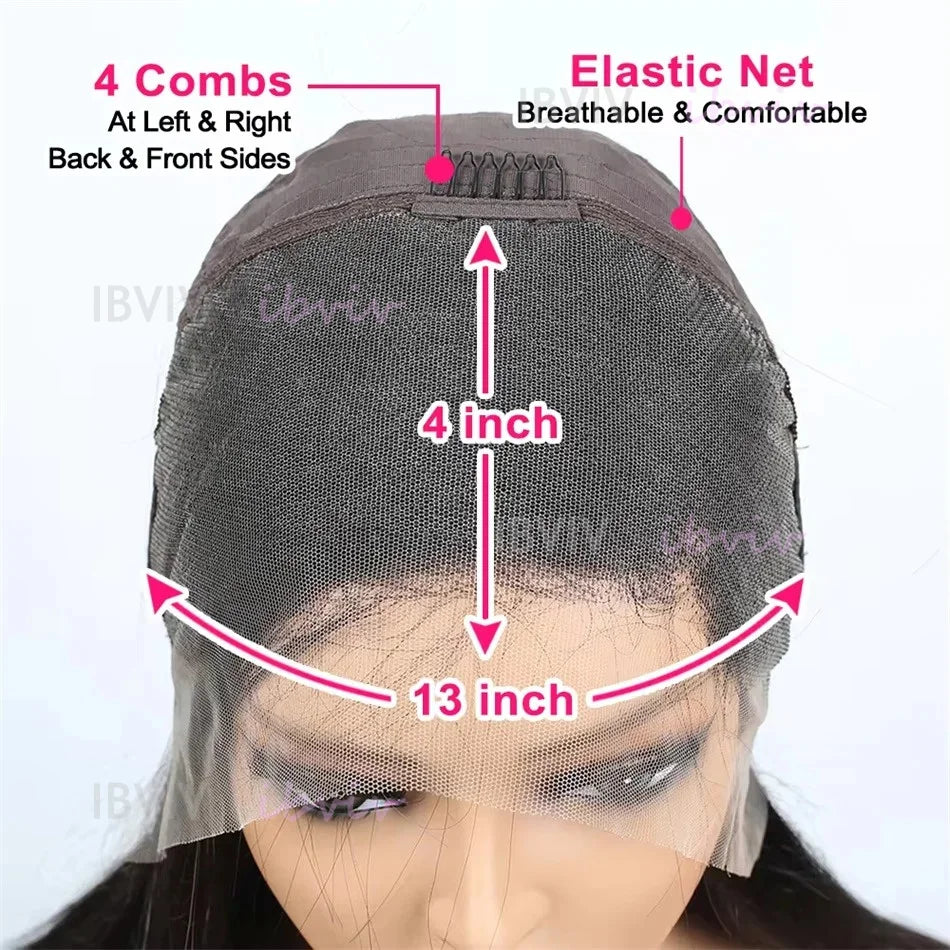 Super Double Drawn Glueless Wig 100% Human Hair Ready To Go 12inch Loose Deep 250% High Density 13x4 Transparent Lace Front Wigs