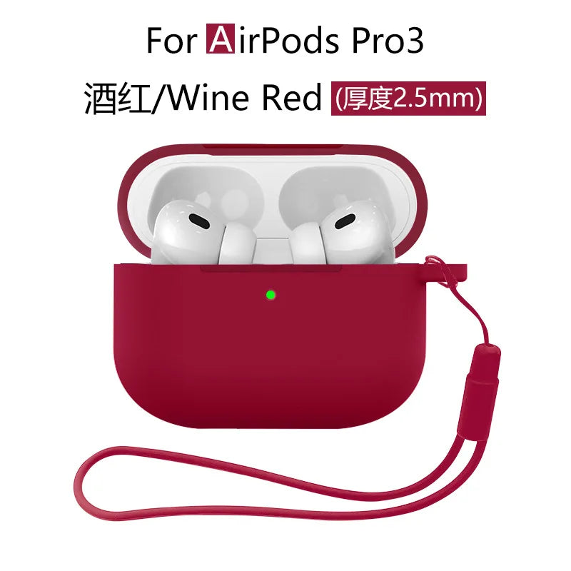 for AirPods Pro 3 Case Cover 2025 with Lanyard Soft Skin Silicone Protective Shockproof Case For AirPods Pro 3 Case Accessories