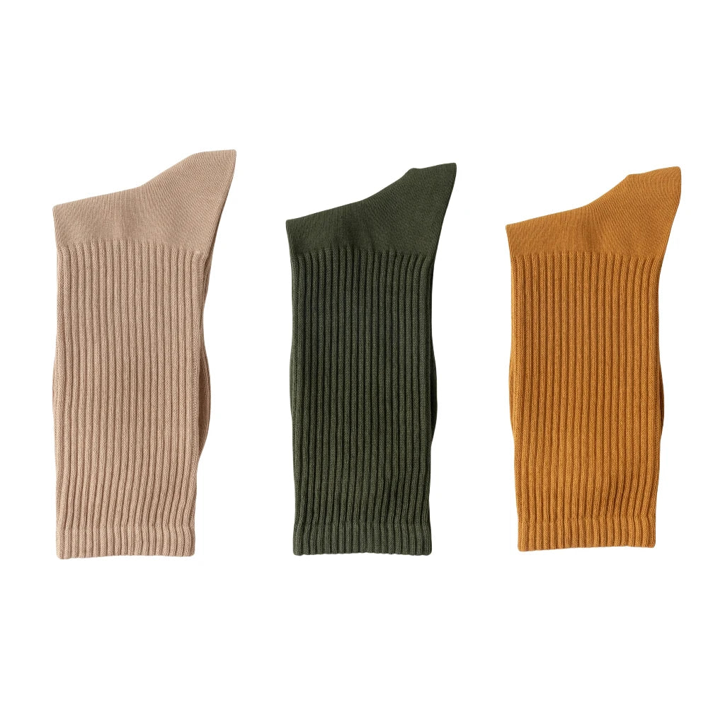Men's High Quality Business Pure Cotton Socks Solid Color Fashion Casual Long Socks Harajuku Retro Wear-resistant Sports Socks