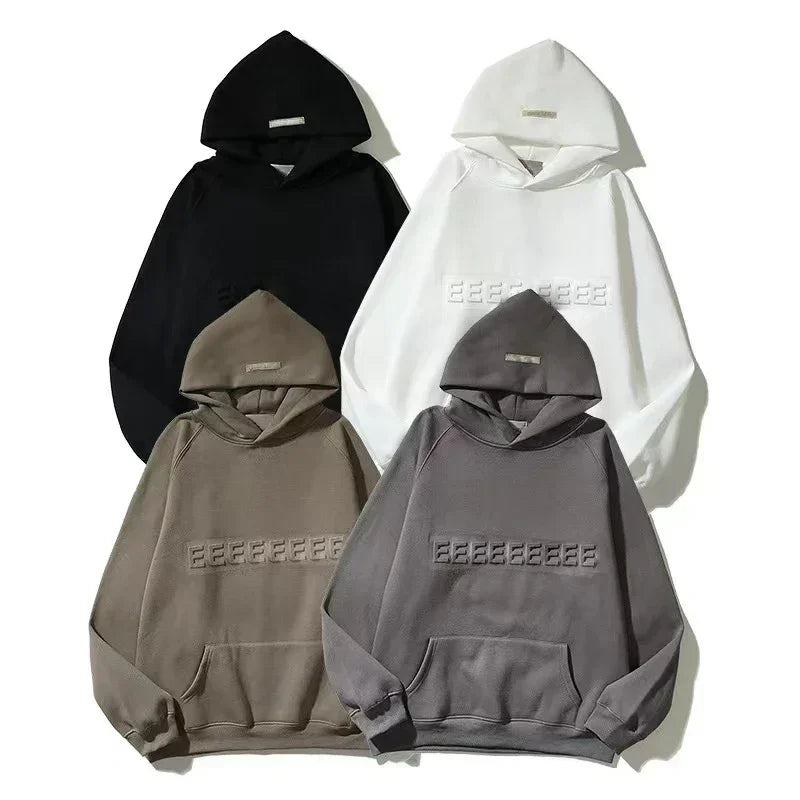 Classic Brand Double Line Embossed Letter Men's Hoodies Luxury Design Three-dimensional Letter Hoodie High Street Couple Sweater