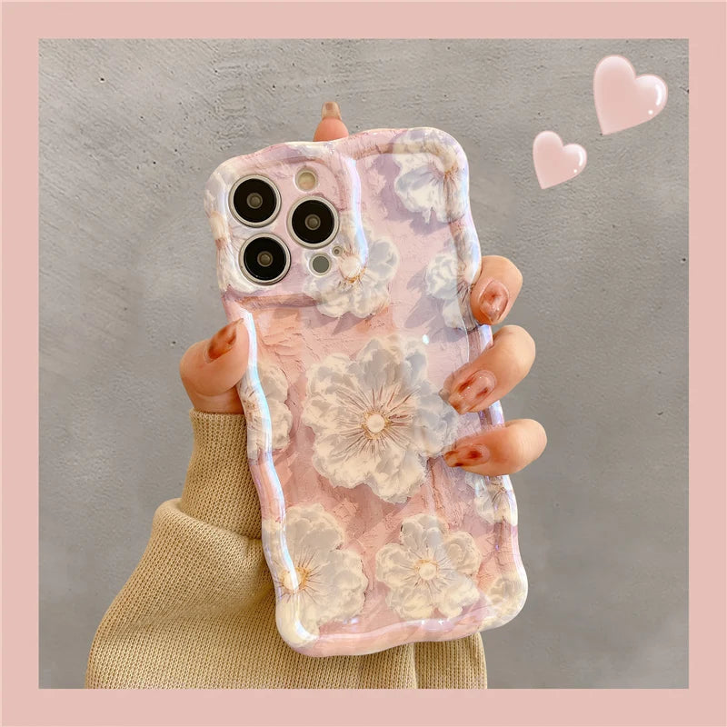 Luxury Laser Flowers Glitter iPhone Case For iPhone 11 12 13 15 16 17 Pro Max Air Plus Fashion Silicone Shockproof Bumper Cover