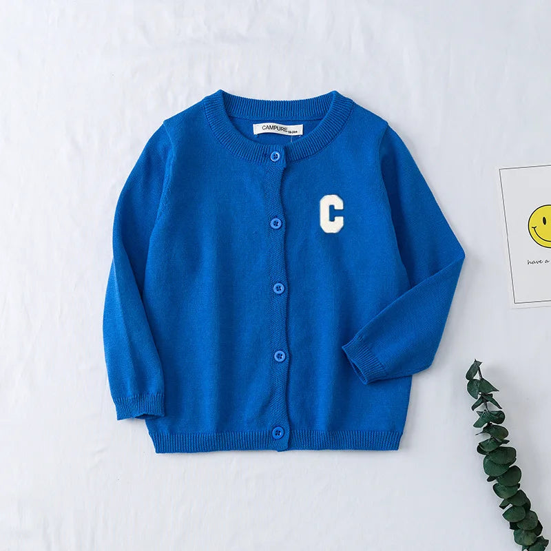 Autumn Kids Cardigan Sweaters Baby Girl Clothes Cartoon Letter Solid Cotton Sweater Boys Children Clothing Knitted Kids Sweaters