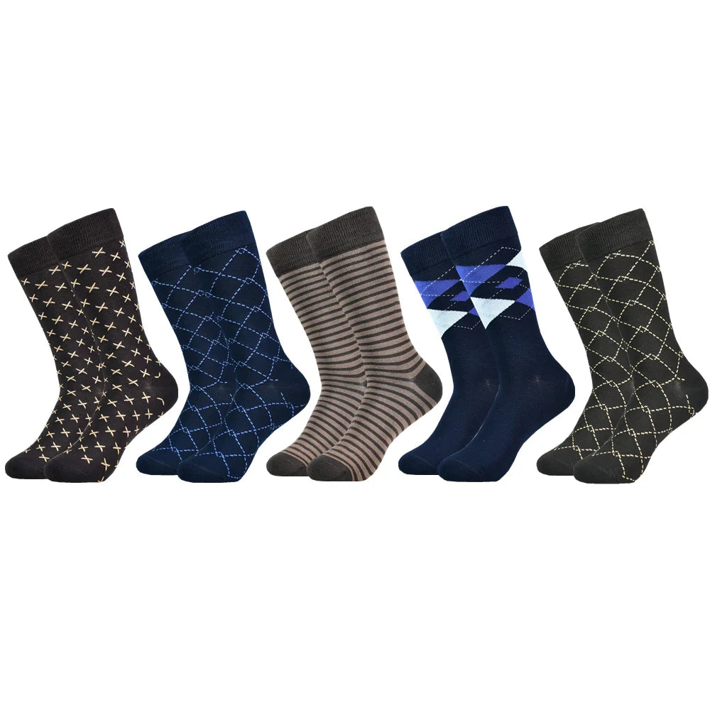 5 Pairs of Men's Mid-Calf Socks - Soft, Breathable, Moisture-Wicking Bamboo Fiber for All Season Wear