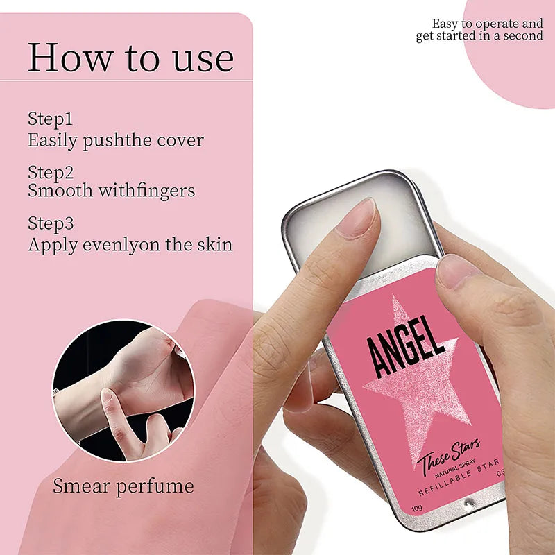 Angel Star Solid Perfume Cream, Portable Refillable Fragrance Balm, Woody Scent Refreshing Lasting Fragrance Balm Gift For Women