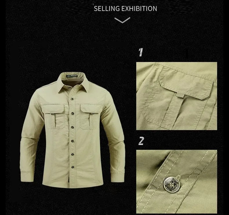 Spring and Autumn Men's New Style Lightweight Breathable shirt tactical multifunctional shirt outdoor long sleeved work shirts