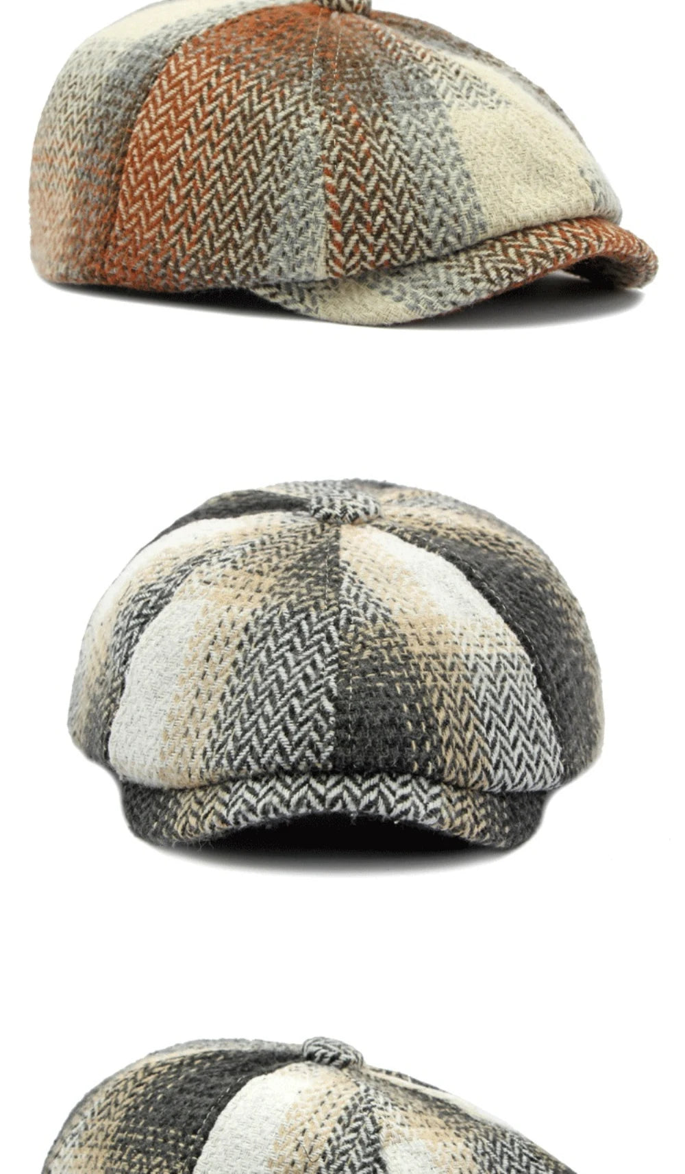 HT4184 Berets Autunm Winter Hats for Men Women Vintage Plaid Artist Painter Octagonal Beret Hat Male Female Beret Cap