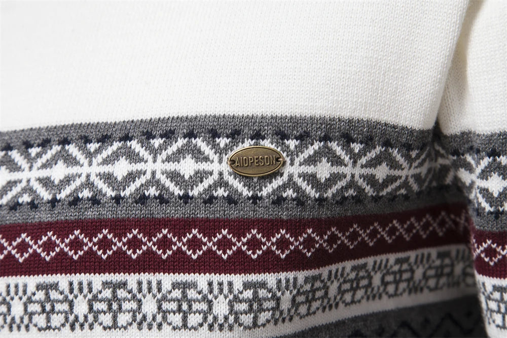 2023 New Autumn High Quality Zipper Pullers Men Warm Winter Cotton Sweaters for Men Ethnic Patterns Casual Mens Sweater