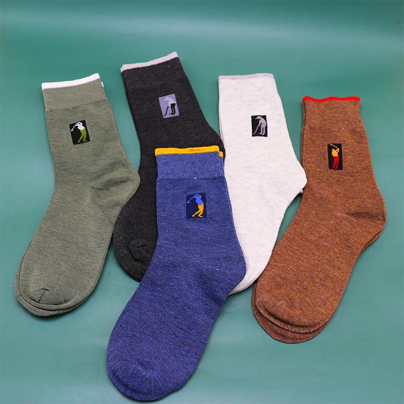 New High Quality Men's Socks Business Casual Long Socks The Golf Logo Spring Autumn Winter Warm Dress For Man Gifts Size 38-45