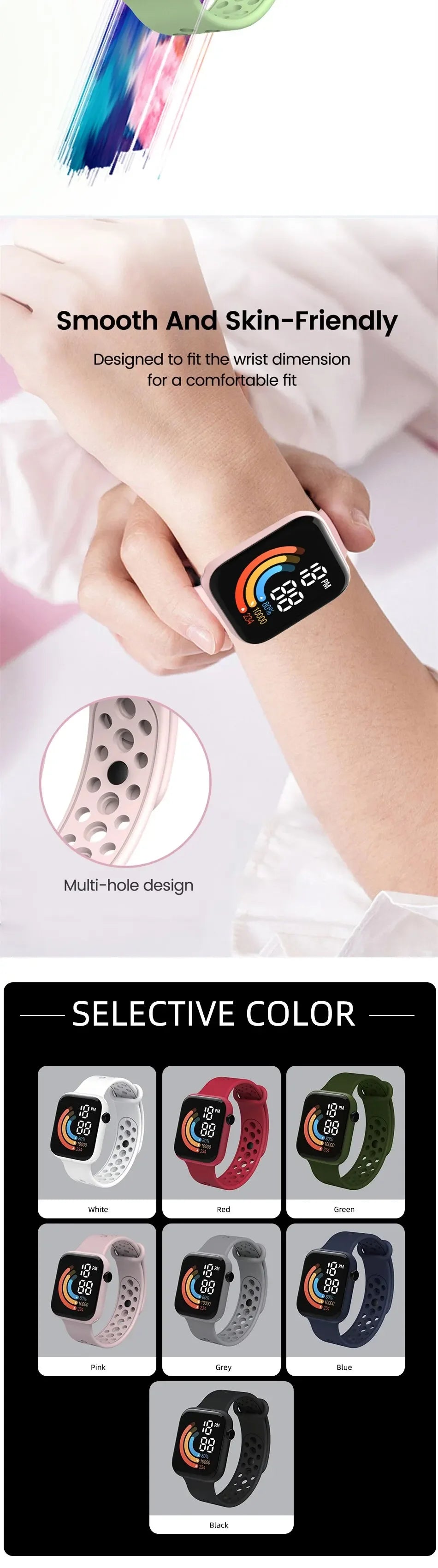 YIKAZE Fashion LED Digital Watch for Kids Sports Waterproof Digital Watches Boy Girl Childrens Silicone Watch Electronic Clock