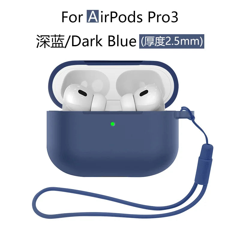 for AirPods Pro 3 Case Cover 2025 with Lanyard Soft Skin Silicone Protective Shockproof Case For AirPods Pro 3 Case Accessories