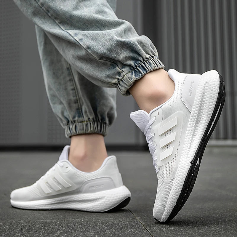 2025 New Summer Lightweight High Quality Three Bars Mesh Popcorn Sports Running Shoes Couple Style36-45 Breathable Comfortable