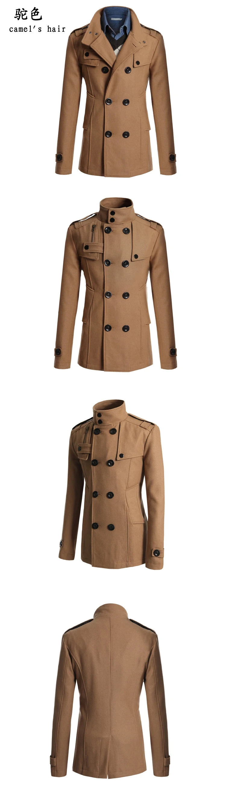 Men's Long Coat Winter Warm Woolen Overcoat Fashion Casual Lapel Button Gentleman Coat for Man High Street Top Coat