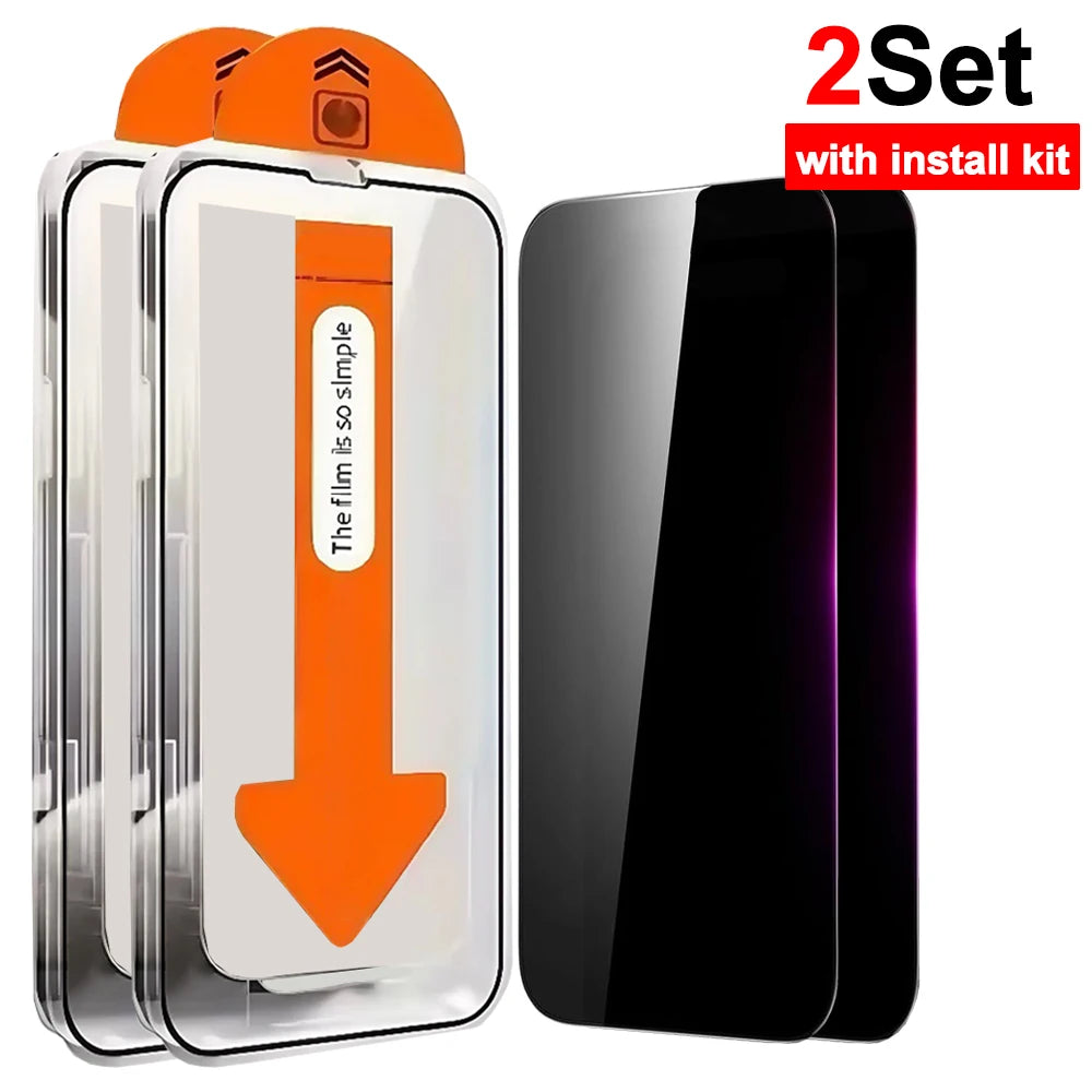 Anti Spy Tempered Glass Screen Protectors for IPhone 17/17 Air/17 Pro/17ProMax Private Film with Installation Frame for IPhone17