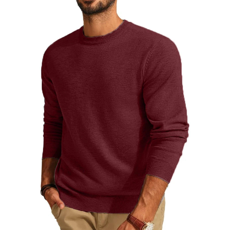 Men's Long Sleeve Sweaters Crew Neck Basic Lightweight Knitted Pullover Shirts Autumn Warm Streetwear Outdoor Jogger Coats