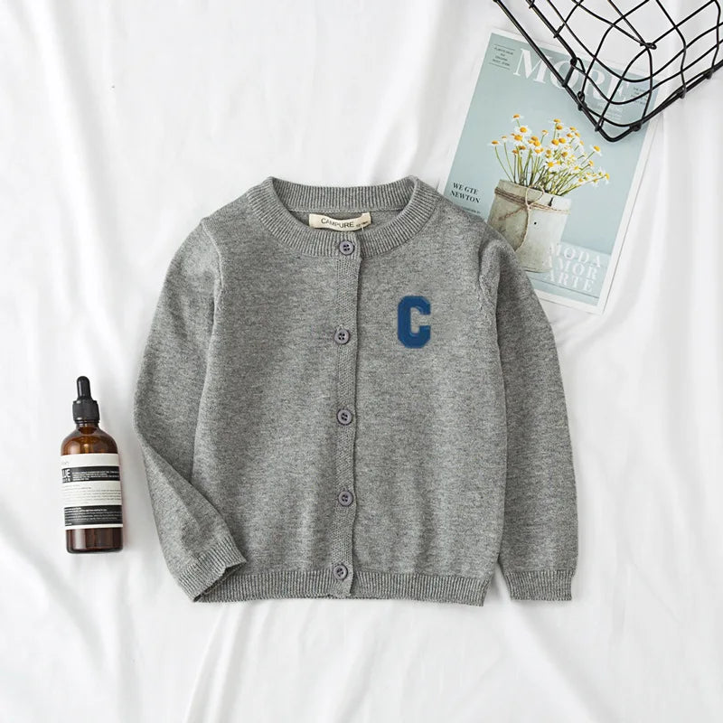 Autumn Kids Cardigan Sweaters Baby Girl Clothes Cartoon Letter Solid Cotton Sweater Boys Children Clothing Knitted Kids Sweaters